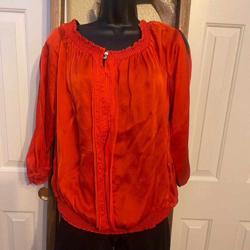 White House Black Market Orange Blouse. Very Classy!